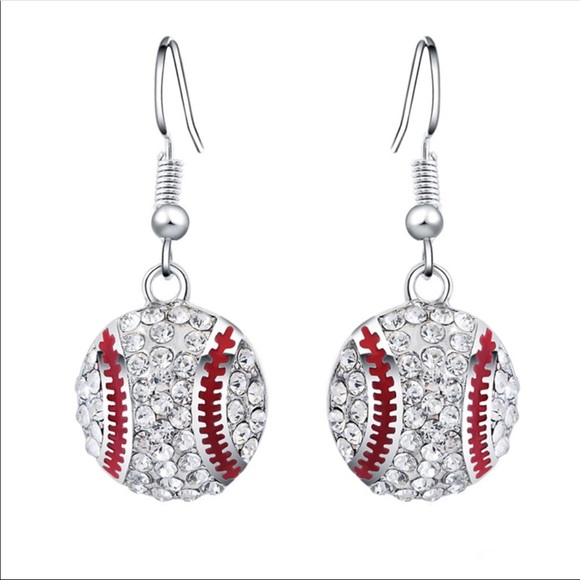 Jewelry - Crystal Rhinestone Baseball Earrings